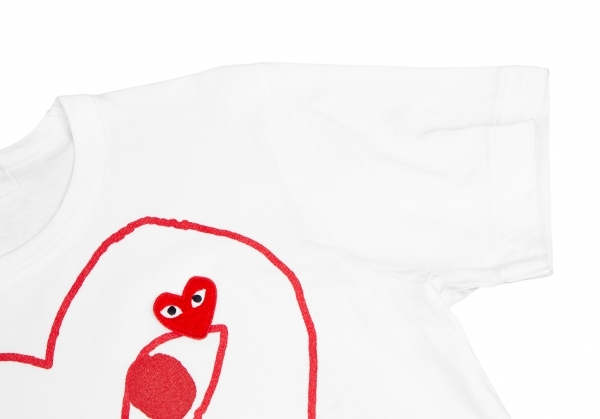 プレイ コムデギャルソンPLAY COMME des GARCONS ハートプリントワッペンTシャツ 白L 【レディース】_画像4