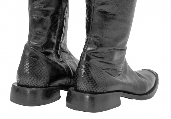  Costume National CoSTUMENATIONAL black ko type pushed . switch leather long boots black 36.5 [ lady's ]