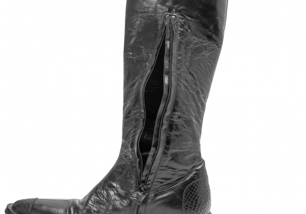  Costume National CoSTUMENATIONAL black ko type pushed . switch leather long boots black 36.5 [ lady's ]
