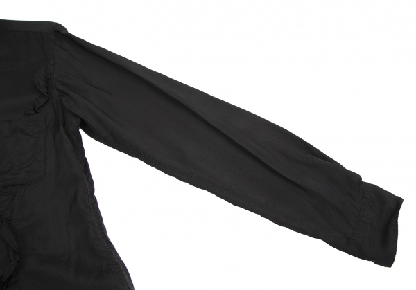 ブラックコムデギャルソンBLACK COMME des GARCONS キュプラフリル装飾ラウンドカラーシャツ 黒M 【レディース】_画像8