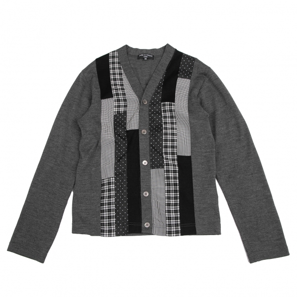  Comme des Garcons Homme COMME des GARCONS HOMME front patchwork switch knitted cardigan gray XS [ men's ]