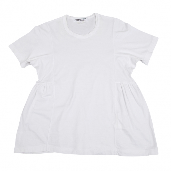 選ぶなら コムコム 【レディース】 白S サイドギャザー切替Tシャツ GARCONS des コムデギャルソンCOMME 半袖Ｔシャツ