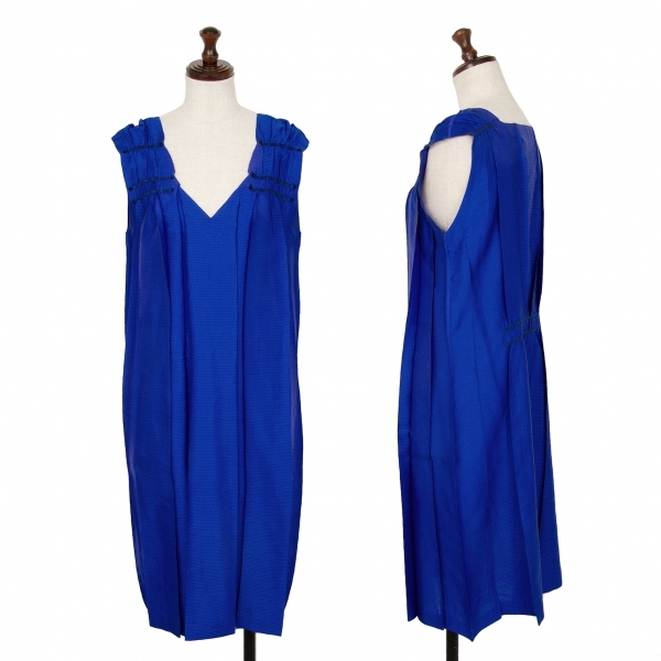  Issey Miyake ISSEY MIYAKE pleat small border no sleeve One-piece blue 2 [ lady's ]