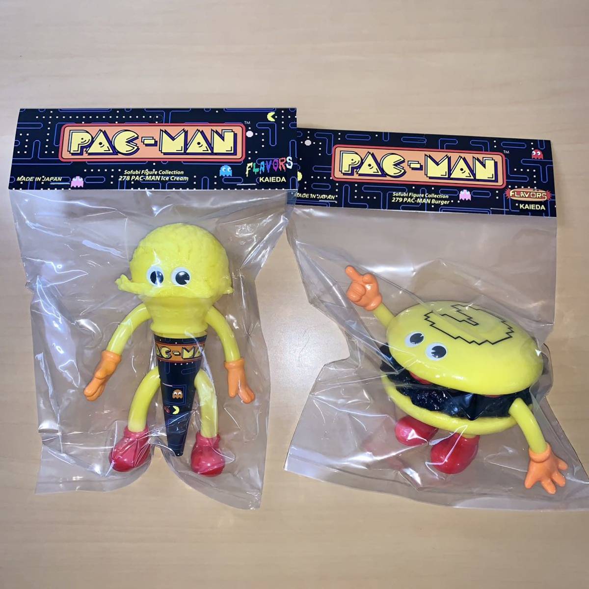 柔らかい 2体セット KAIEDA PAC-MAN パックマン バーガー アイスクリーム ソフビ sofvi dune FLAVORS フ