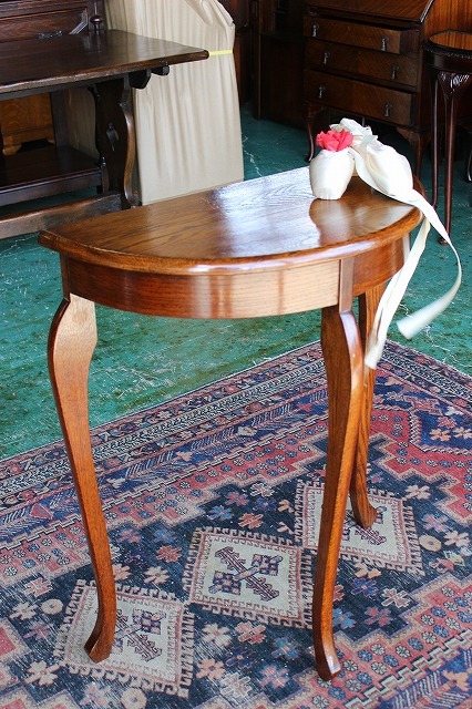 イギリスアンティーク家具 コンソールテーブル ハーフムーンテーブル サイドテーブル 英国製 R-89