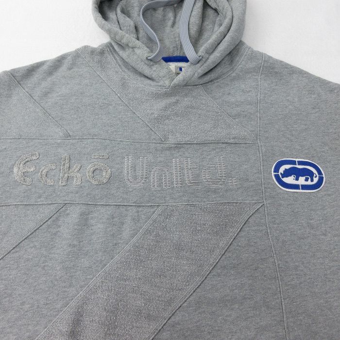 XL/古着 エコー ECKO 長袖 スウェット パーカー メンズ 大きいサイズ グレー 霜降り 23sep20 中古 スエット トレーナー トップス_画像3