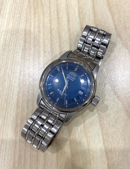 稼動品 腕時計 ORIENT オリエント ネイビー ブルー PF0D-CO 自動巻き AT デイト 裏スケ メンズ AUTOMATIC