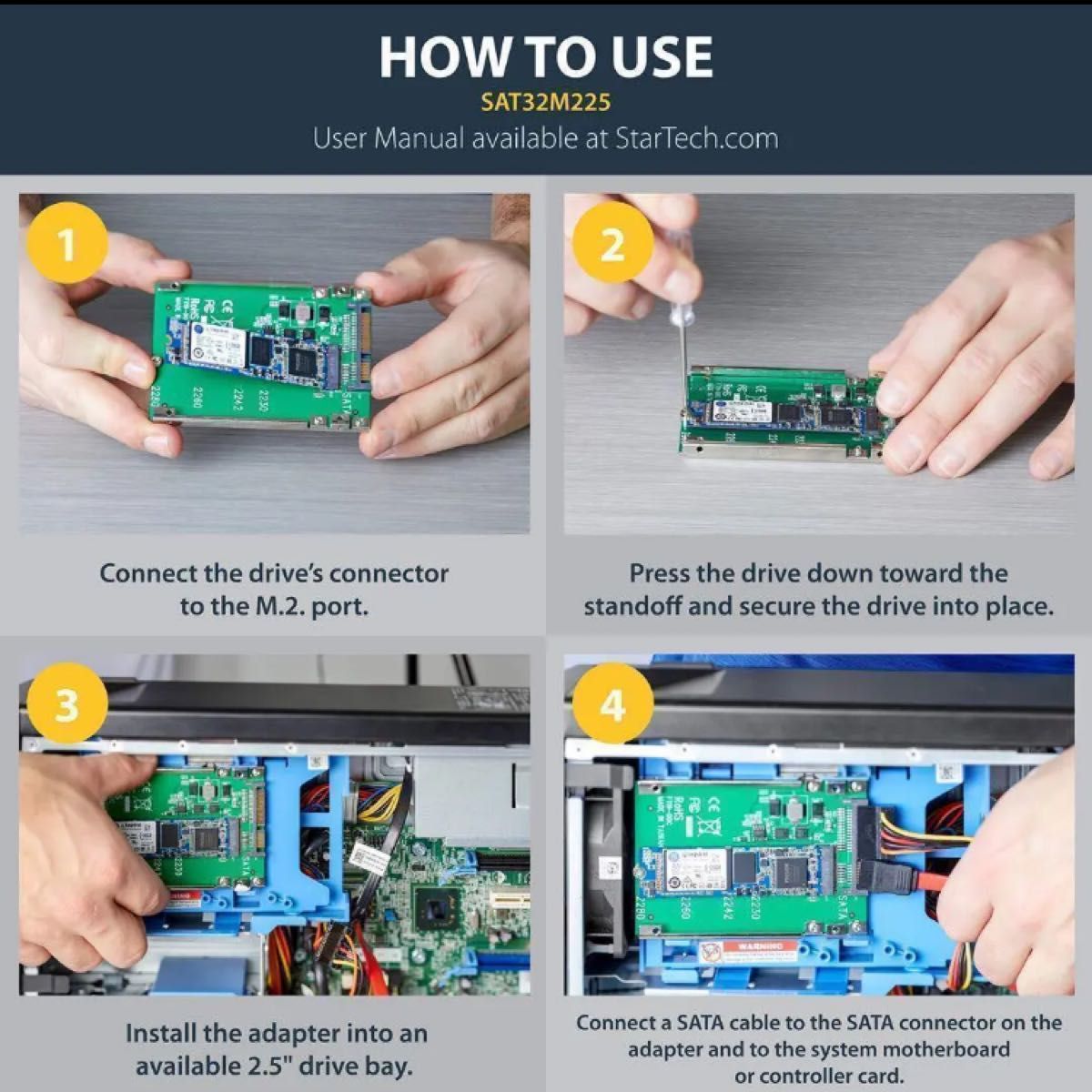 M.2 SSD 2.5インチSATA 変換アダプタ オープンフレームハウジング