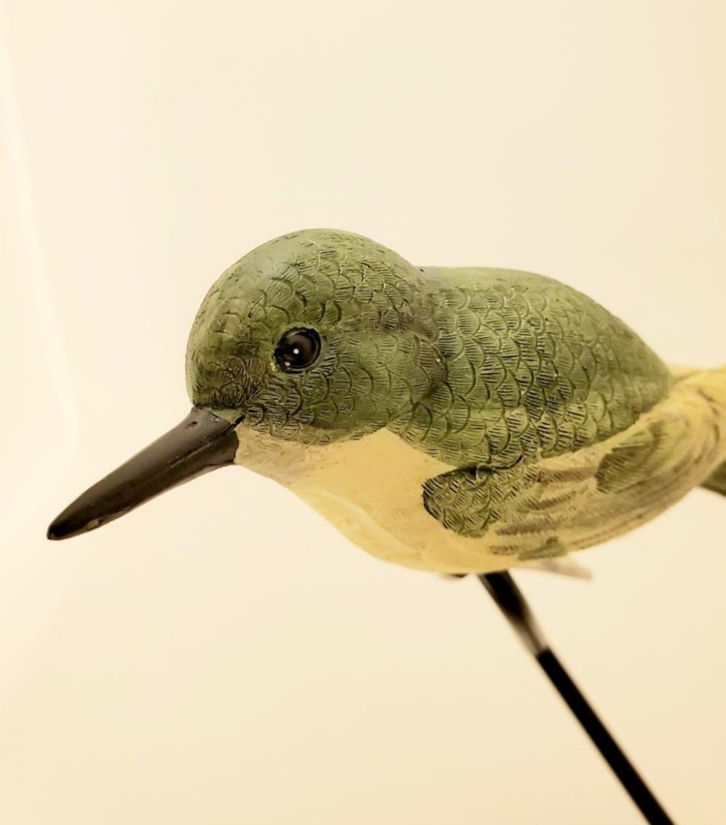 鳥の置物 レア 小鳥のクリップ Ｅ 黄緑色の鳥 ムシクイ ガーデンオブジェ 鳥の雑貨 HANAKOの画像2