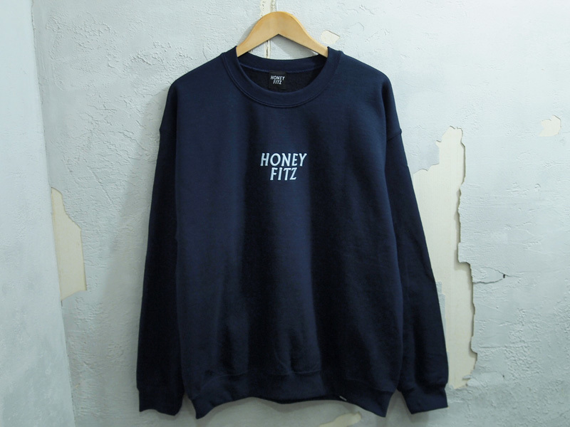 新品 HONEY FITZ LOGO C/N SWEAT クルーネック スウェット ロゴ L 紺 ネイビー ハニーフィッツ