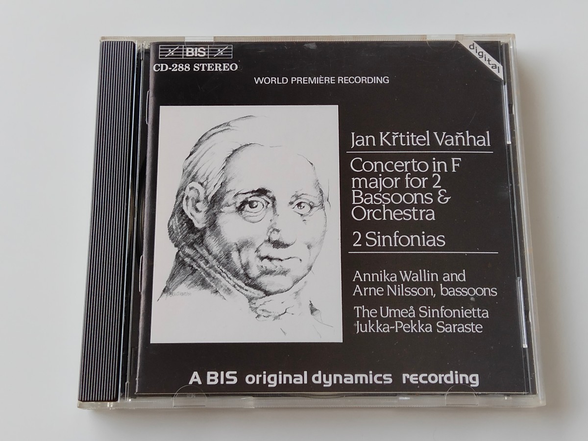 Jan Krtitel Vanhal/ Double Bassoon Concerto, Sinfonias in F and A / UMEA SINFONIETTA/ Jukka-Pekka Saraste BIS AUSTRIA CD288 85年盤_画像1