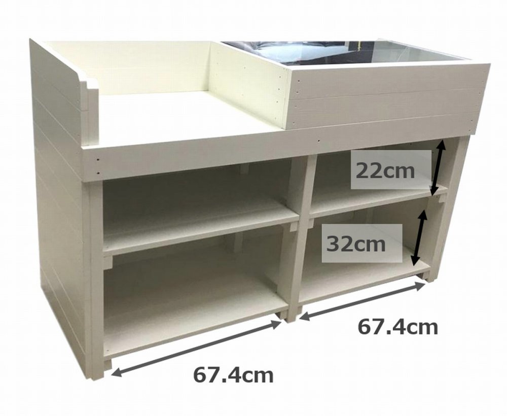 木製ショーケース_レジカウンター_マガジンラック付_幅150cm×奥行60cm×高さ90cm_ミルキーホワイト+ニス_NP163_画像6