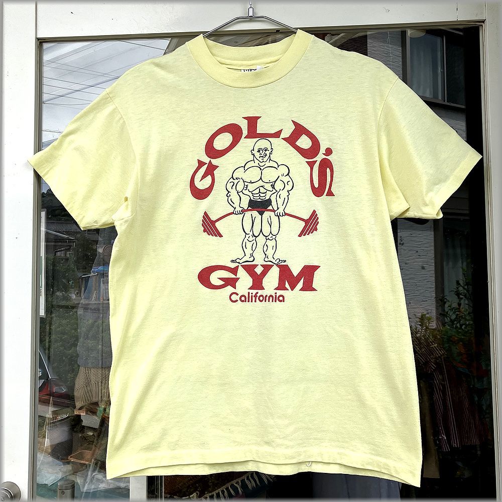 ★GOLD'S GYM California　ゴールドジム　80s　USA製　Tシャツ　size L　ヘインズ　アメリカ買付★検 ビンテージ 70s 90s 企業物 マッスル