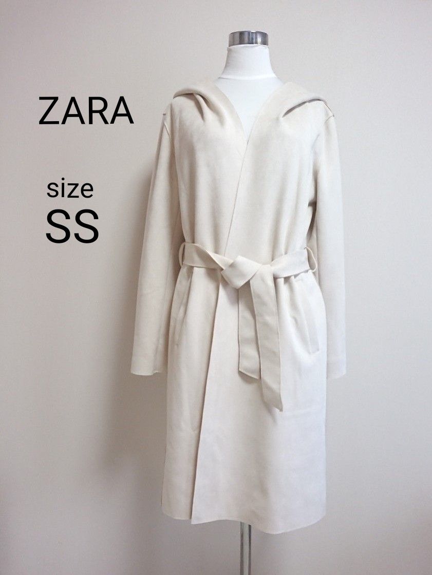 ZARA(ザラ) スウェード調 ノーカラー ガウンコート ロングコート 羽織