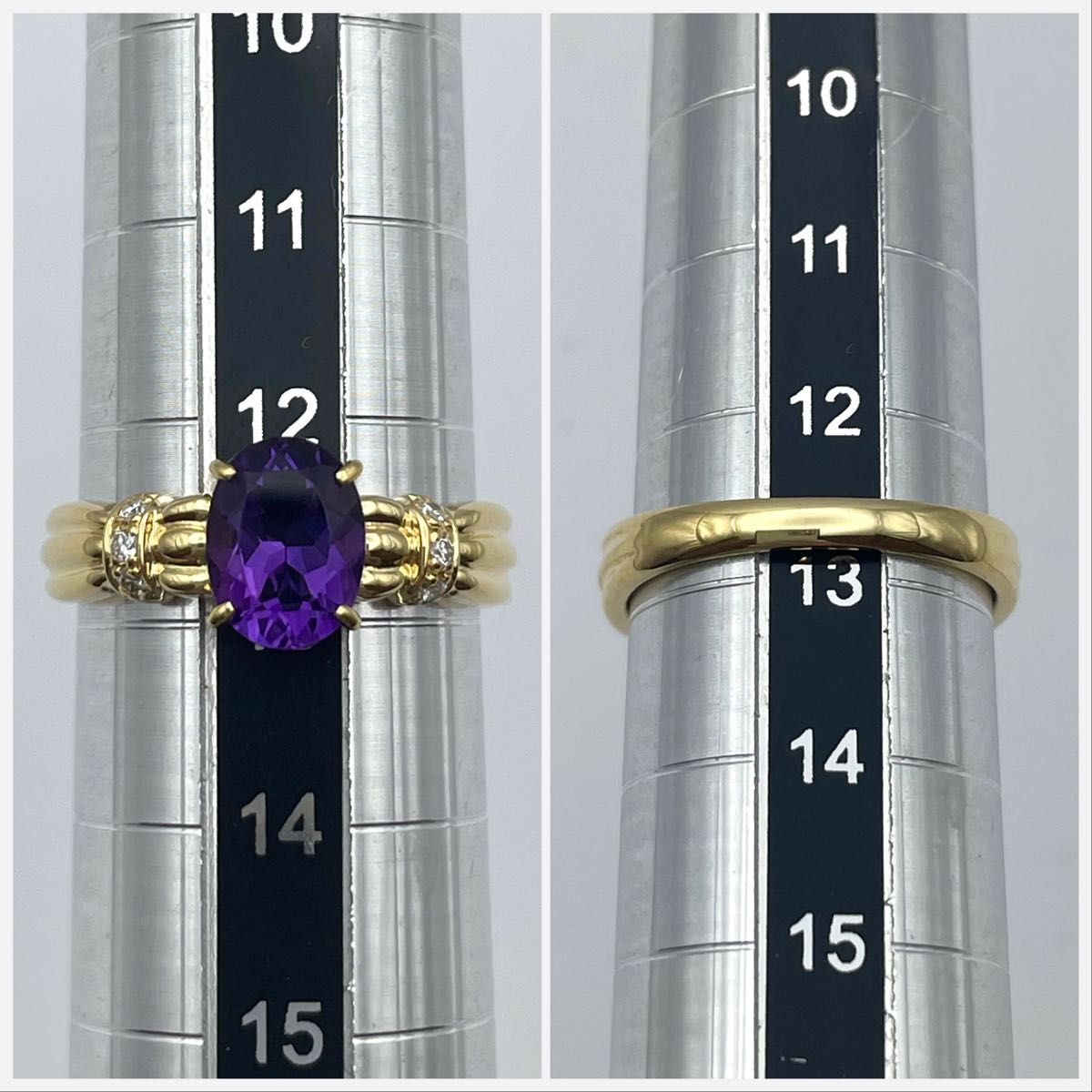 タサキ k18 アメジスト ダイヤ0.05ct リング-