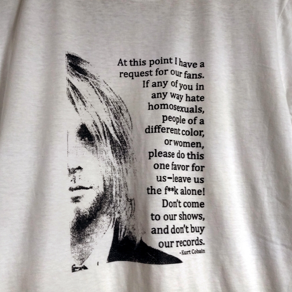 送込 Kurt Cobain メッセージ カートコバーン 半袖Tシャツ 白 Lサイズの画像2