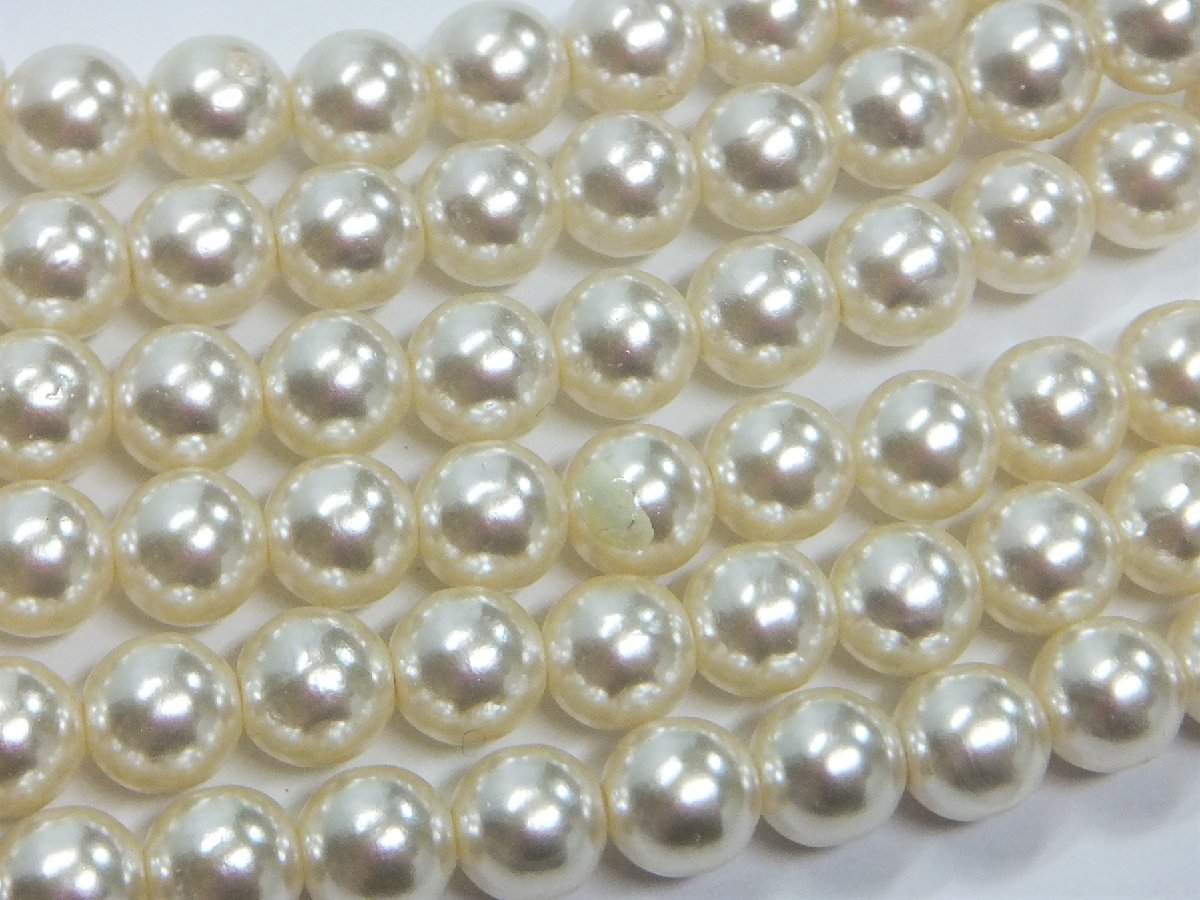 真珠調 フェイクパール 3連ロングネックレス 約5.7～6.0ｍｍ玉 Fake Pearl Necklace アクセサリー ○P_画像7