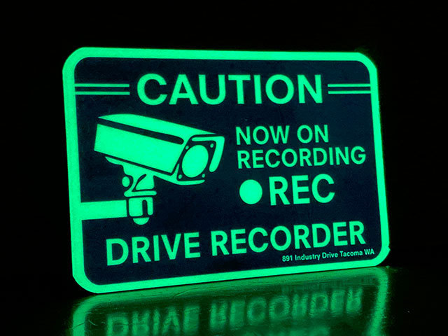 ドライブレコーダー録画中 蓄光セキュリティサイン（裏面シール付き） ■ アメリカン雑貨 アメリカ雑貨の画像7
