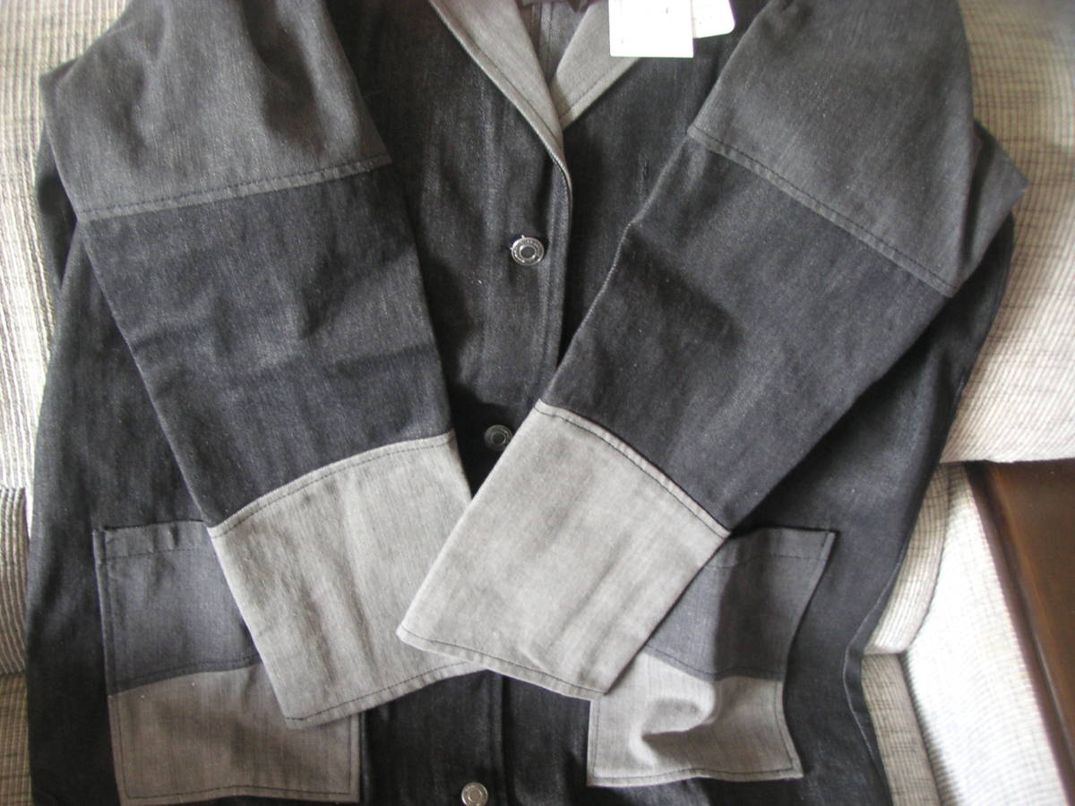 MARY QUANT* Mary Quant джинсовый жакет черный длинное пальто [ с биркой ]