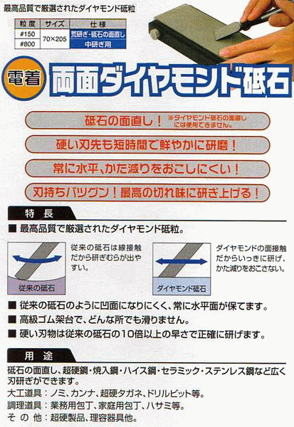アイウッド ダイヤモンド砥石 #150 & #800 両面電著 ゴム砥石臺付き
