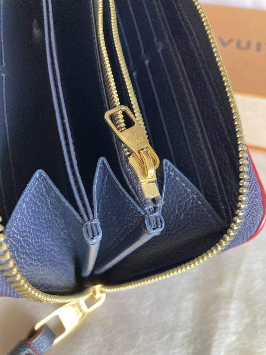 美品 LOUIS VUITTON ルイヴィトン ジッピーウォレット モノグラム アンプラント マリーヌルージュ M62121 箱・保存袋付き 長財布 ICチップ_画像5