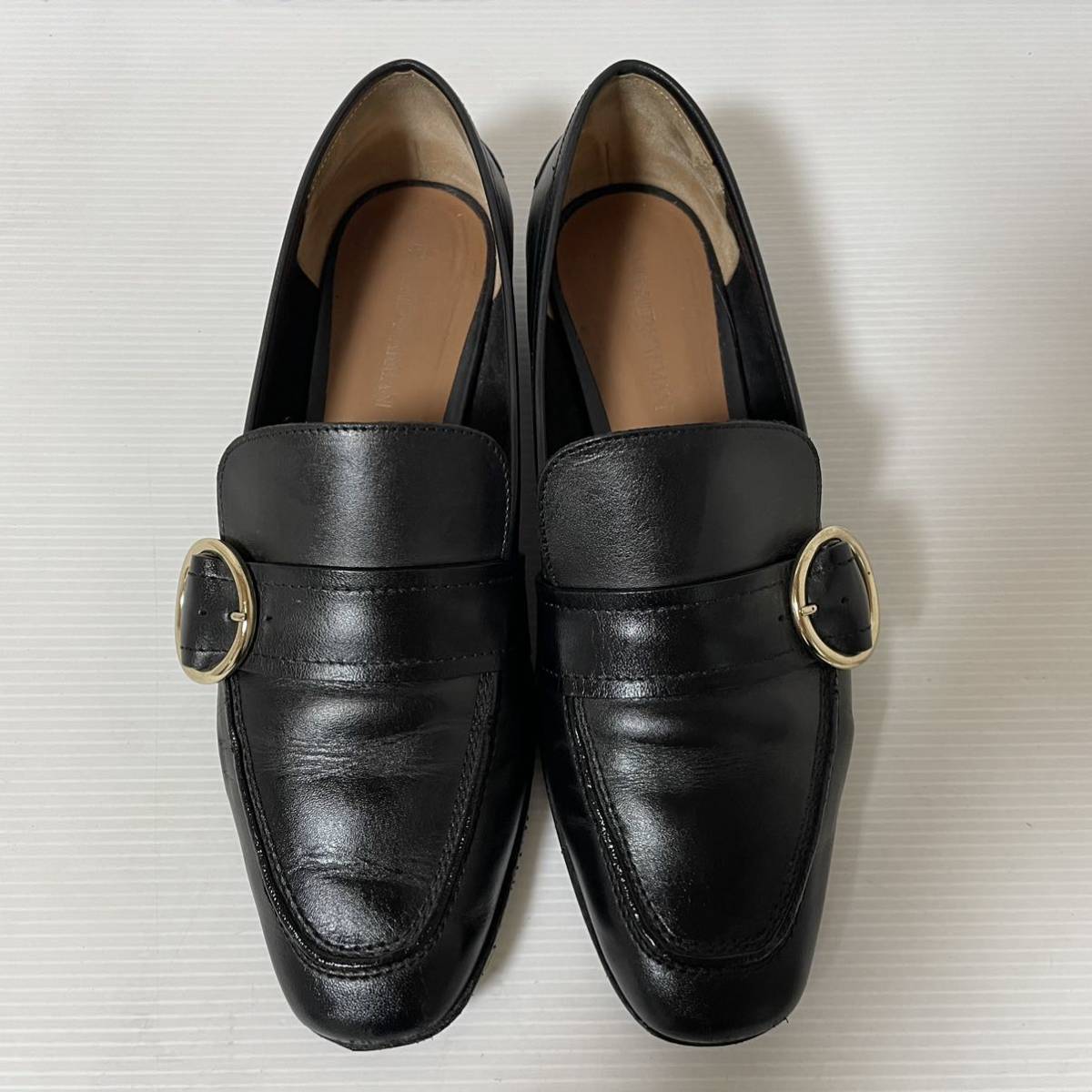【美品】EMPORIO ARMANI エンポリオアルマーニ　ヒール新品　靴底補強済み　ストラップローファー　40 25.5cm ブラック　＊CD_画像2
