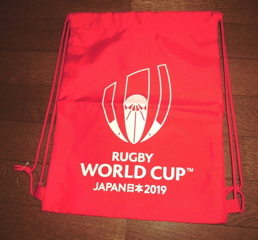 RUGBY WORLD CUP JAPAN 日本 2019 ラグビー ワールドカップ ジャパン ナップサック バッグ ポーチ 巾着袋 RWC正規品 RED 未使用品 _画像1