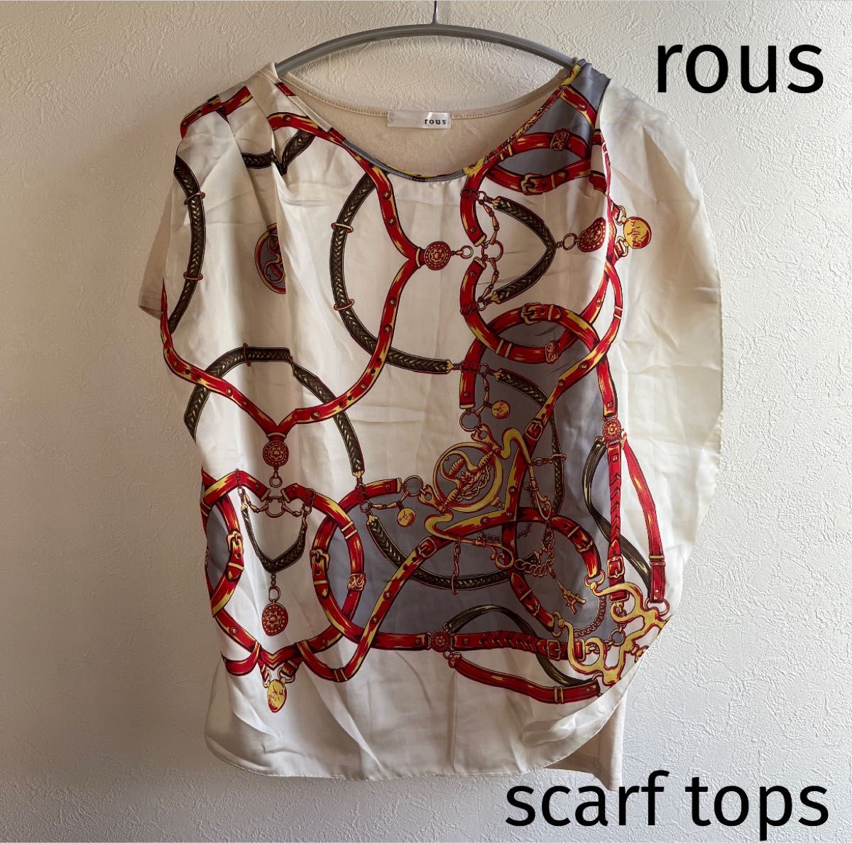 rous エレガント スカーフ トップス 異素材 Tシャツ