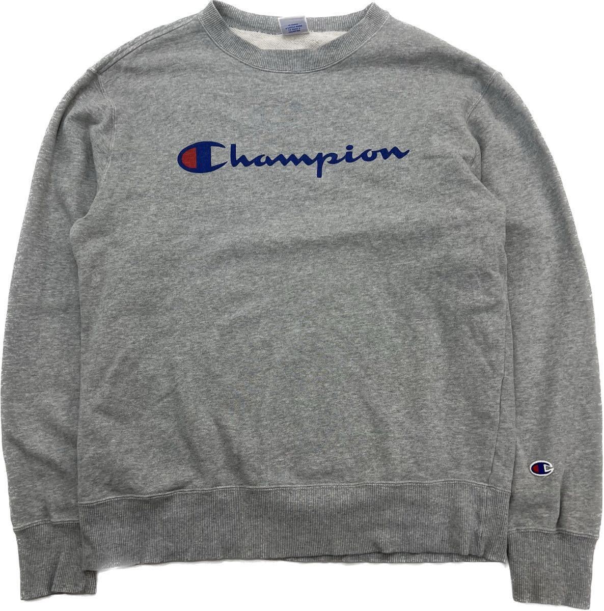 Champion ☆ シンプル ロゴプリント グレー ライトウェイト スウェット トレーナー シャツ XL スポーツ ストリート チャンピオン■FB78_画像3