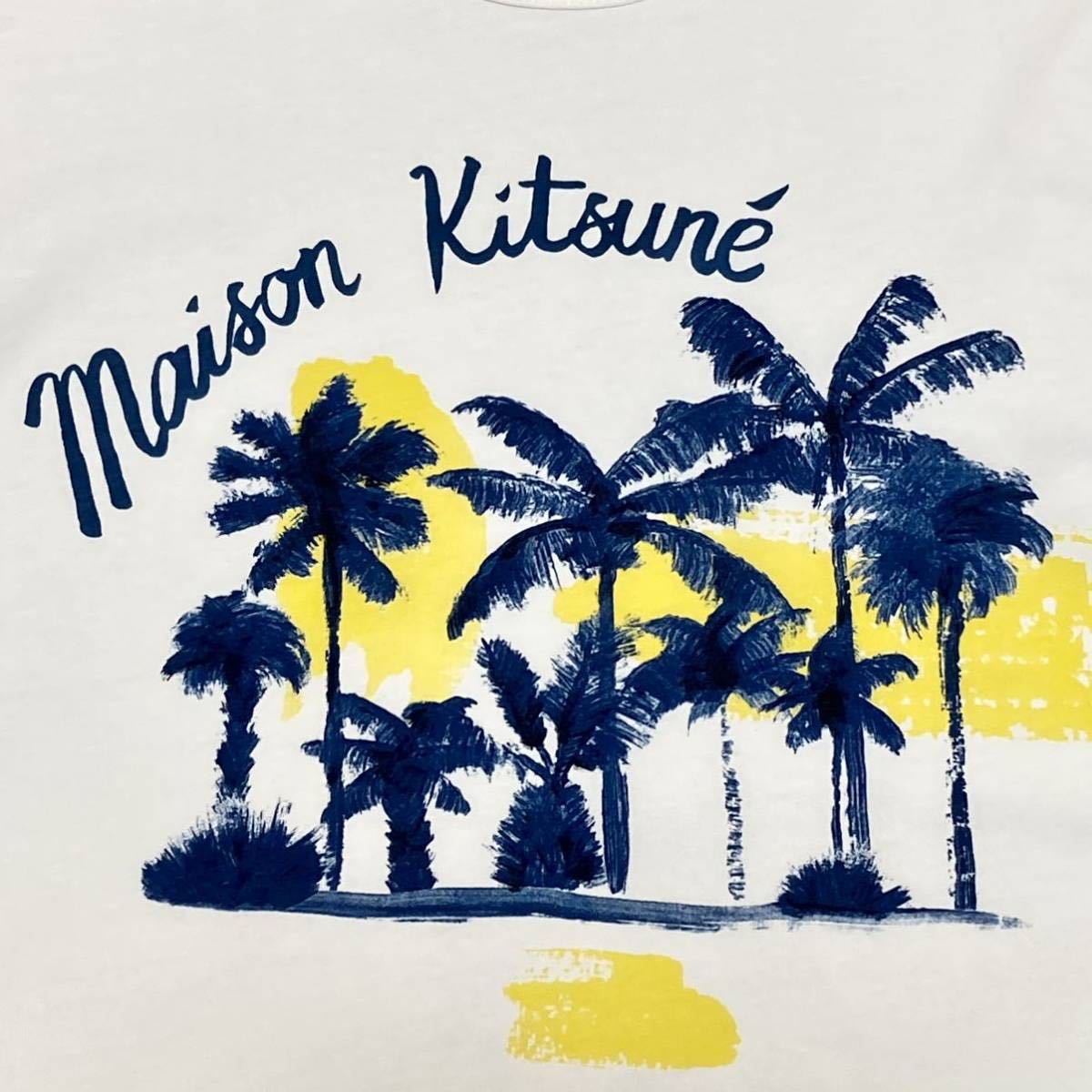  прекрасный товар * mezzo n лисица MAISON KITSUNE* чистый хлопок Logo знак принт футболка * белый 