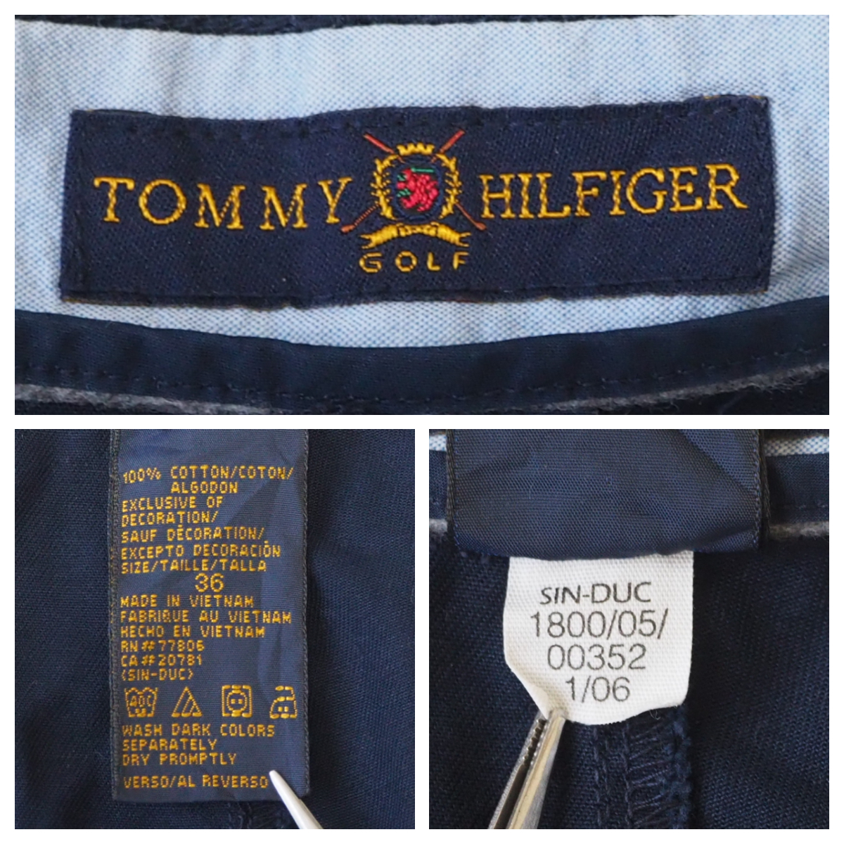 ☆送料無料☆ TOMMY HILFIGER GOLF トミーヒルフィガー ゴルフ USA直輸入 古着 タック入り 00’s ショートパンツ メンズ ネイビー 中古_画像8