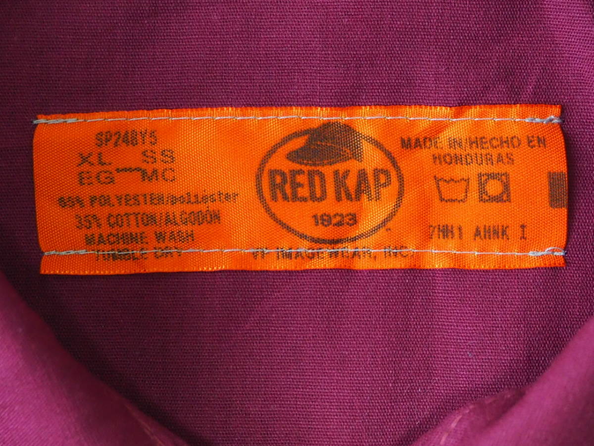 ☆送料無料☆ RED KAP レッドキャップ USA直輸入 古着 半袖 ワークシャツ メンズ XL ワインレッド トップス 中古 即決_画像8