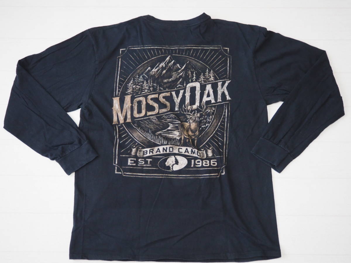 ☆送料無料☆ MOSSY OAK モッシーオーク USA直輸入 古着 長袖 ロゴ バックプリント Tシャツ メンズ L トップス 中古 即決_画像2