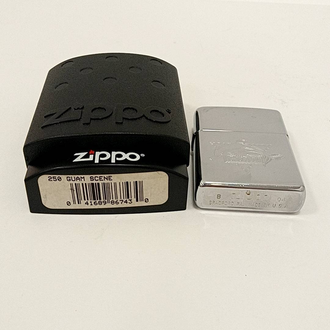 #9408 zippoライター GUAM グアム イルカ シルバー 銀色 火花確認済 ジッポ ジッポー 現状品 喫煙具 ライター コレクター品 made in USA_画像2