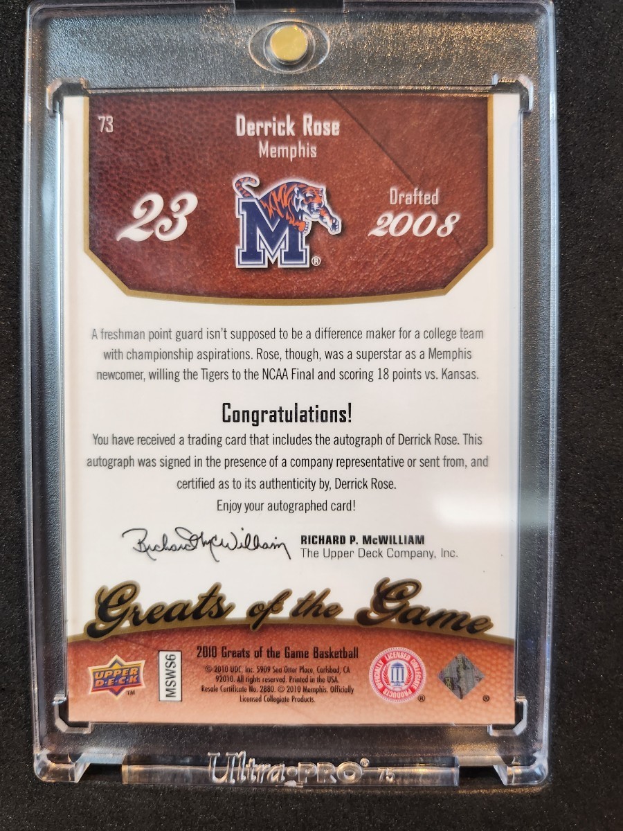 [ rare ] autograph UPPERDECK Basketball Derrick Rose /teli Crows Memphis NBA trading card 