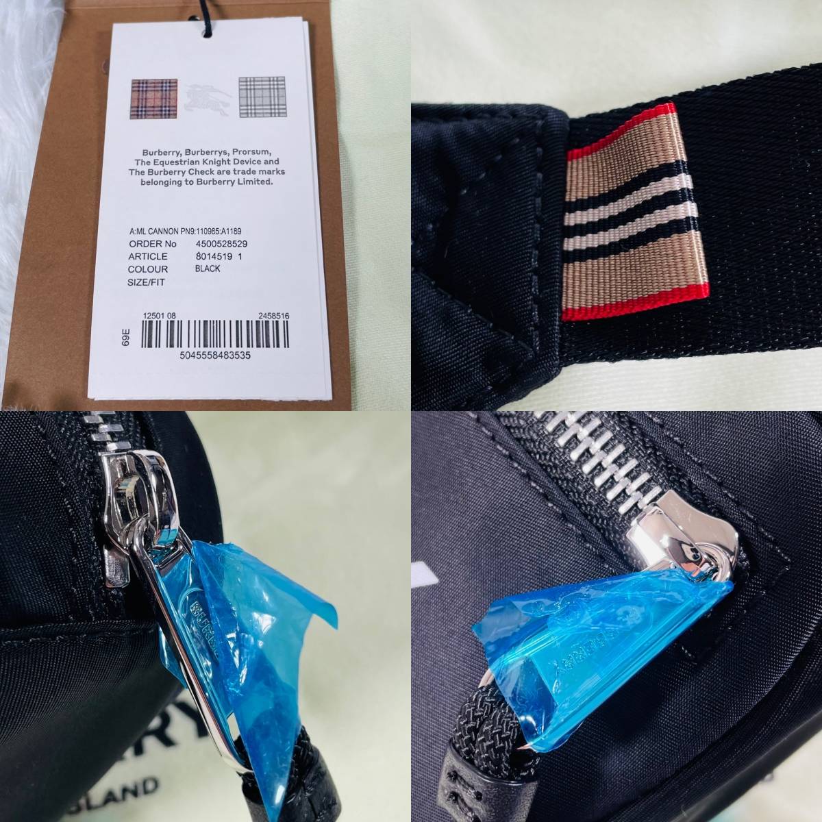 未使用 バーバリー BURBERRY バッグ 8014519 CANNON キャノン ベルトバッグ ボディバッグ ウエストポーチ ミニショルダー ブラック