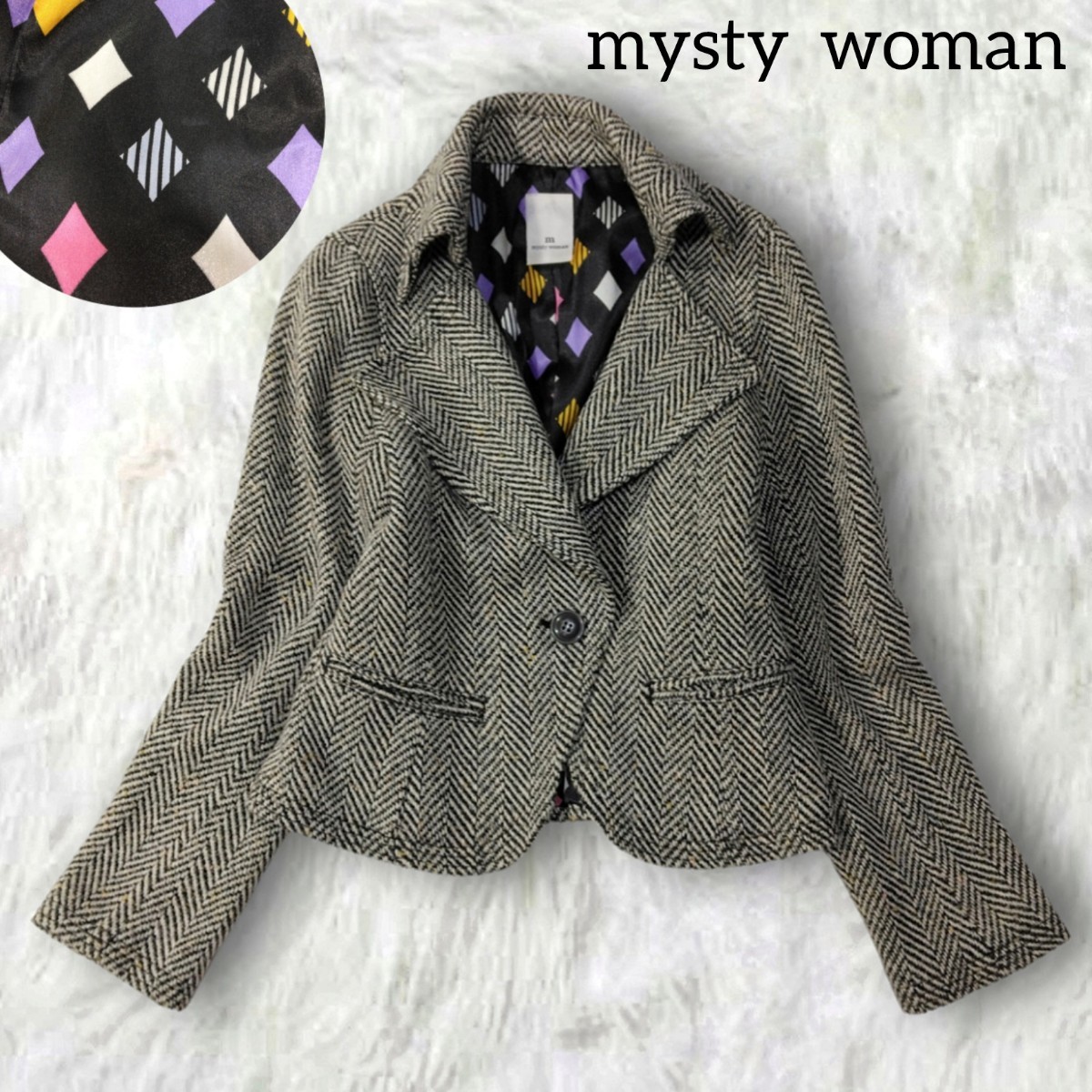 350 【mysty woman】 ミスティウーマン ウール混 コート ジャケット