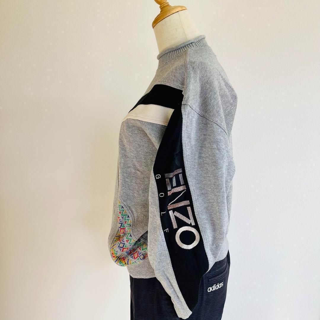 KENZO GOLF ケンゾー　ゴルフ　日本製　肩刺繍ロゴ　デザインニット　セーター レディース　M相当　メンズ　S