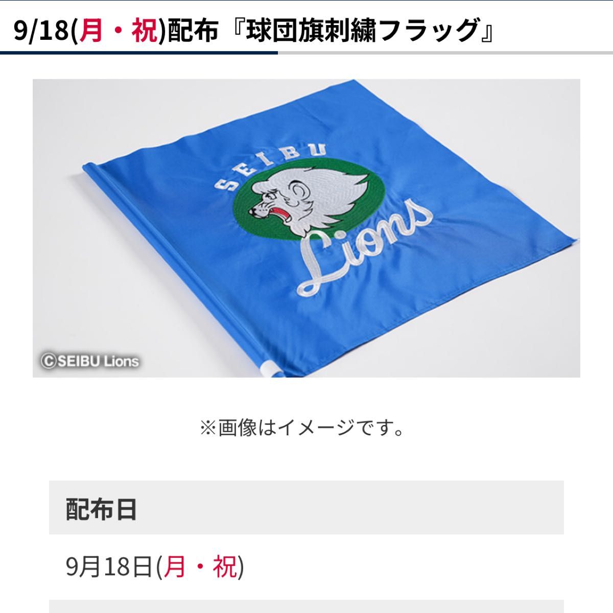 【即発送】埼玉西武ライオンズ　刺繍フラッグ　フラッグのみ