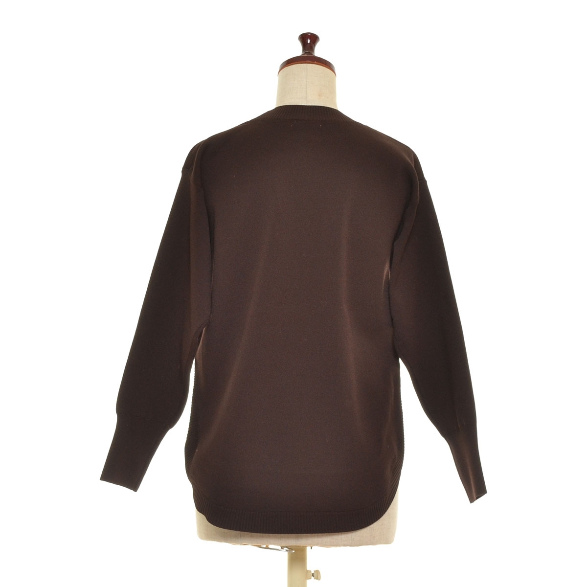 *401464 a.v.vito gold * round Hem knitted long sleeve sweater size XS... slit lady's Brown 