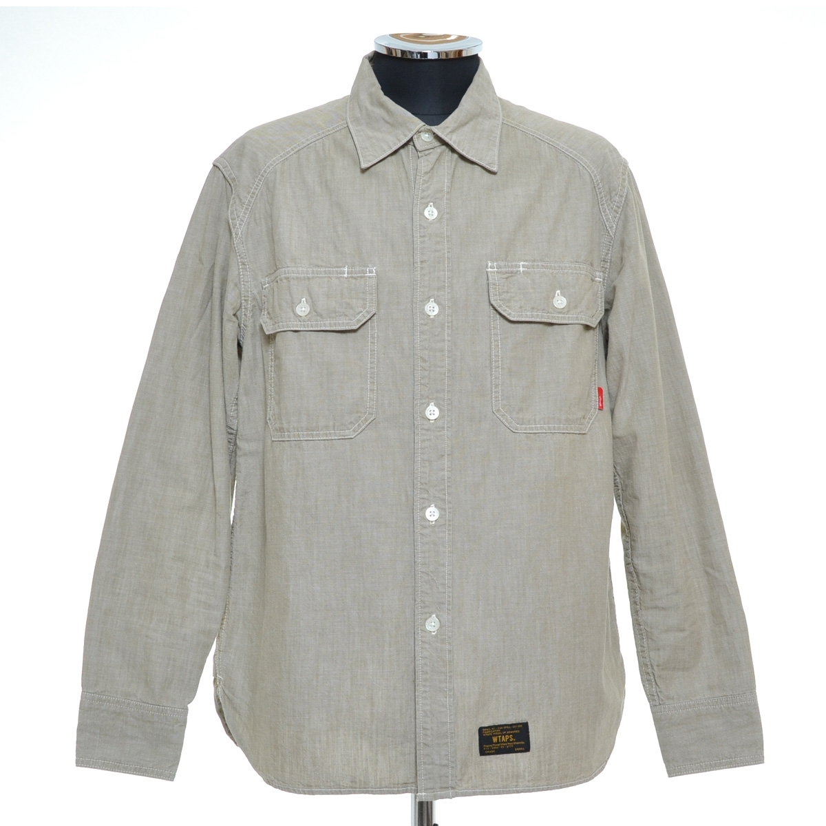 ●457926 WTAPS ダブルタップス ●シャンブレーワークシャツ SEAGULL SHIRT 172WVDT-SHM04 サイズS メンズ カーキ グリーン_画像1