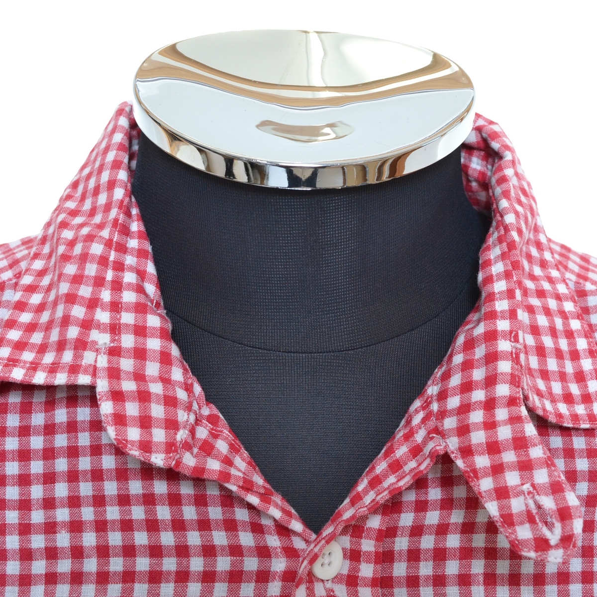 0457503 BOYCOTT Boycott 0 silver chewing gum check shirt long sleeve size 2 cotton linen men's red white 