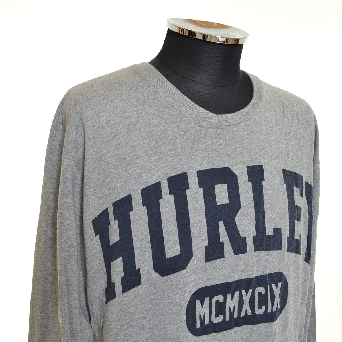 ●477181 Hurley ハーレー ●ロングスリーブTシャツ 長袖 ロゴ ロンT カレッジフォント サイズL メンズ グレー プリント_画像5