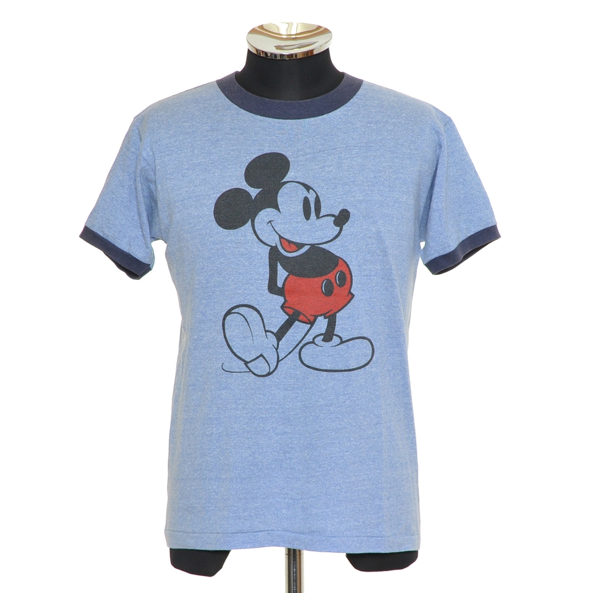 ●480382 Disney ディズニー ●リンガーTシャツ 80s MICKEY MOUSE （M） 染み込みプリント ミッキー ヴィンテージ メンズ USA製