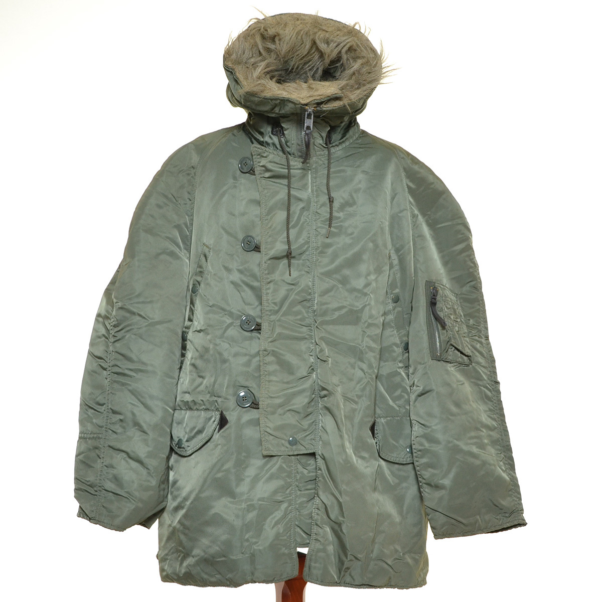 ●483787 ALPHA INDUSTRIES アルファインダストリーズ ●N-3B フライトジャケット MIL-J-6279 サイズL メンズ USA製 グリーン