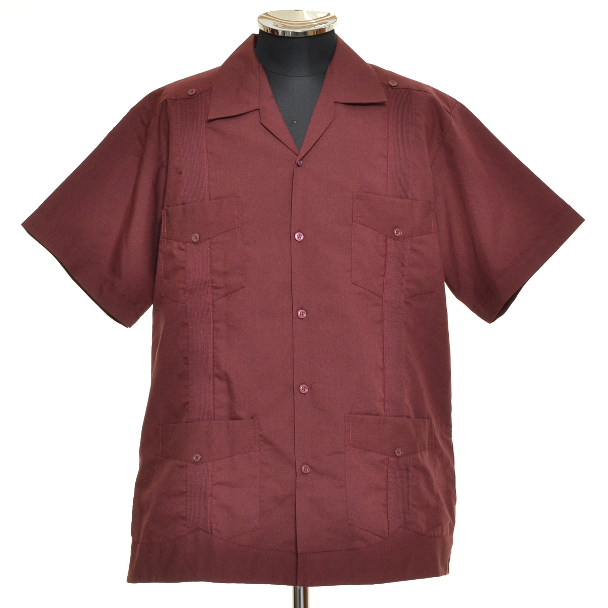 ●482077 GJL ●キューバシャツ オープンカラーシャツ 半袖 トップス サイズ38 メンズ ボルドー_画像1