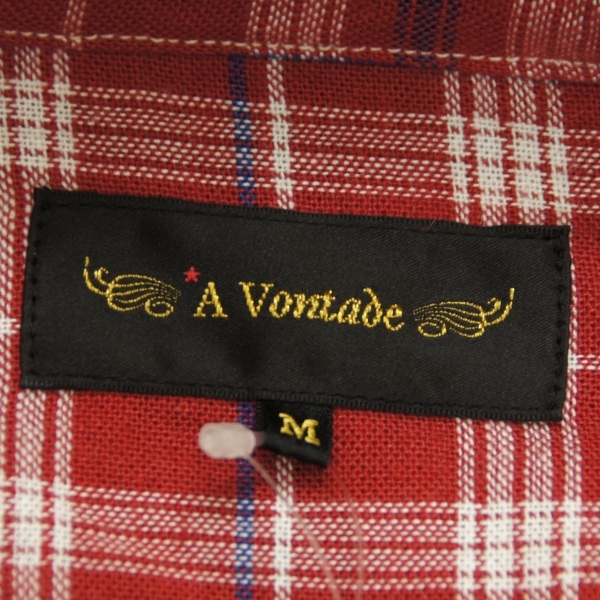 〇091588 未使用品 A VONTADE アボンタージ 〇フードジップジャケット VTD-0113-JK サイズM メンズ レッド×ホワイト チェック_画像3