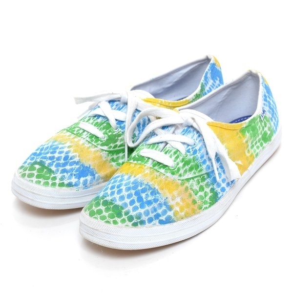 〇273381 Keds ケッズ ●スニーカー CHAMPION ORIGINALS WF34000W サイズUSA10（レディース27.0cm）（ メンズ ブルー（イエロー） 総柄_画像1