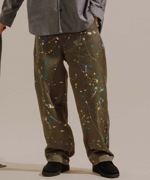UNIVERSAL OVERALL x ADAM ET ROPE 別注 HAND PAINT WIDE TROUSERS ハンドペイント ワイドトラウザーズ GMS-11160 XL SSM2537 ワークパンツ