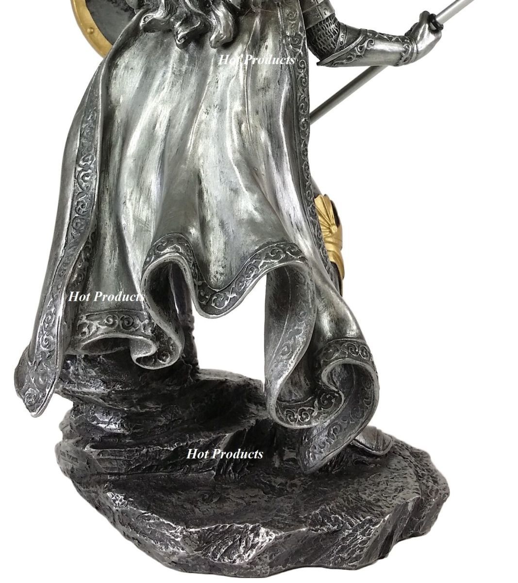 大天使ラファエルの像、ピューター＆ゴールド カラー彫像 彫刻 高さ約34ｃｍ/ カトリック教会 祭壇 洗礼 聖書 福音 クリスマス(輸入品_画像6